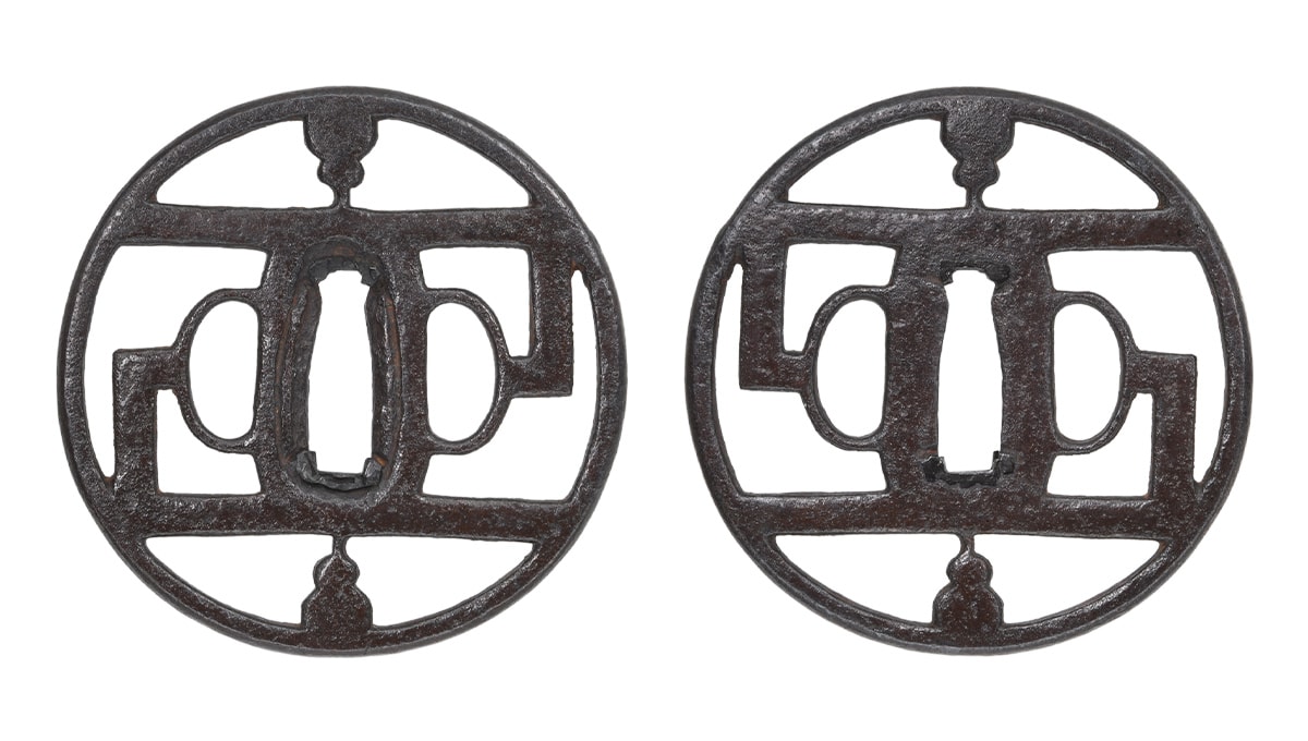 Tsuba - Tokuho - Mumei Kanayama with Kagi-Hyotan-sukashi Design, NBTHK Tokubetsu Hozon Tosogu