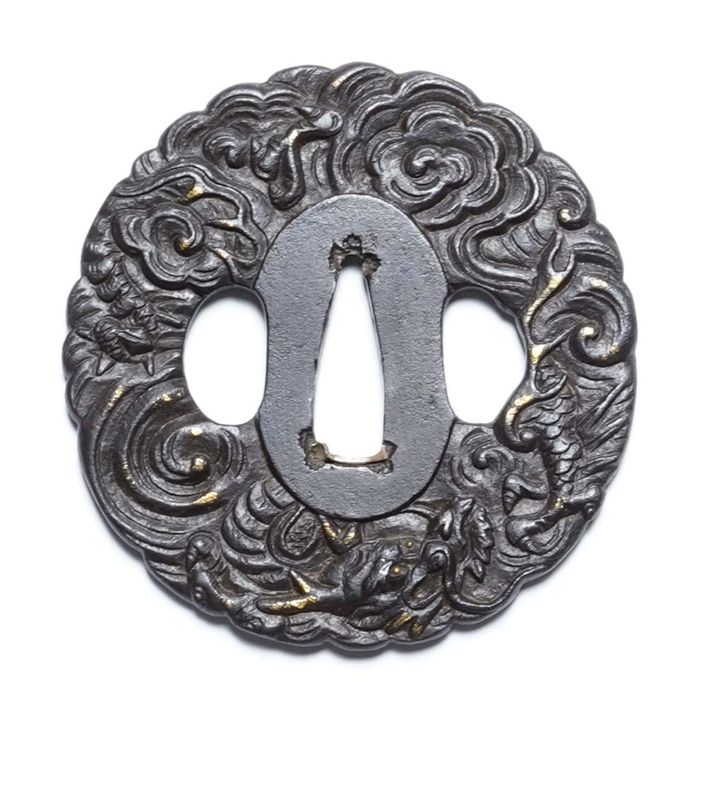 Tsuba - Hozon - Satsuma Tsuba: Dragon and Clouds