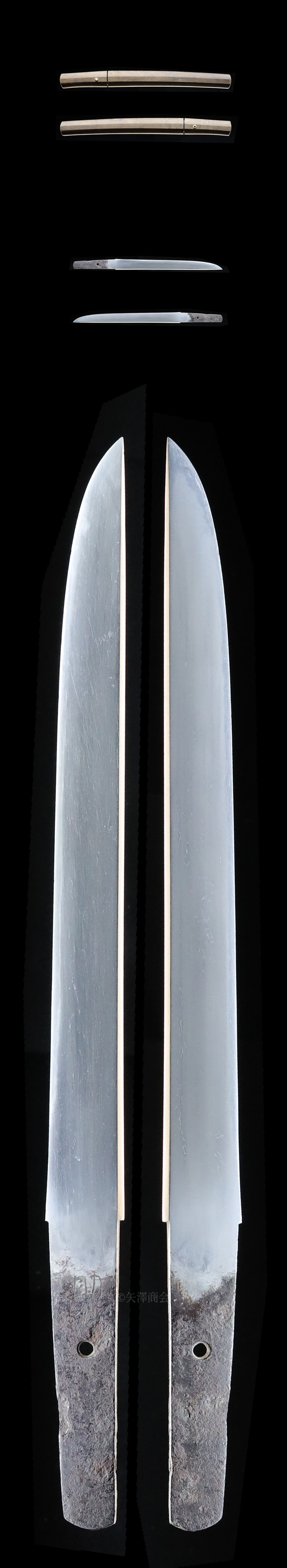 Tanto - Hozon - by Yoshioka Ichimonji Suketsugu - Mitsumune (Shin no Mune) - Bottom Mei Suketsugu - Hozon - In Shirasaya - Nagasa 25.6cm - Sori 0cm