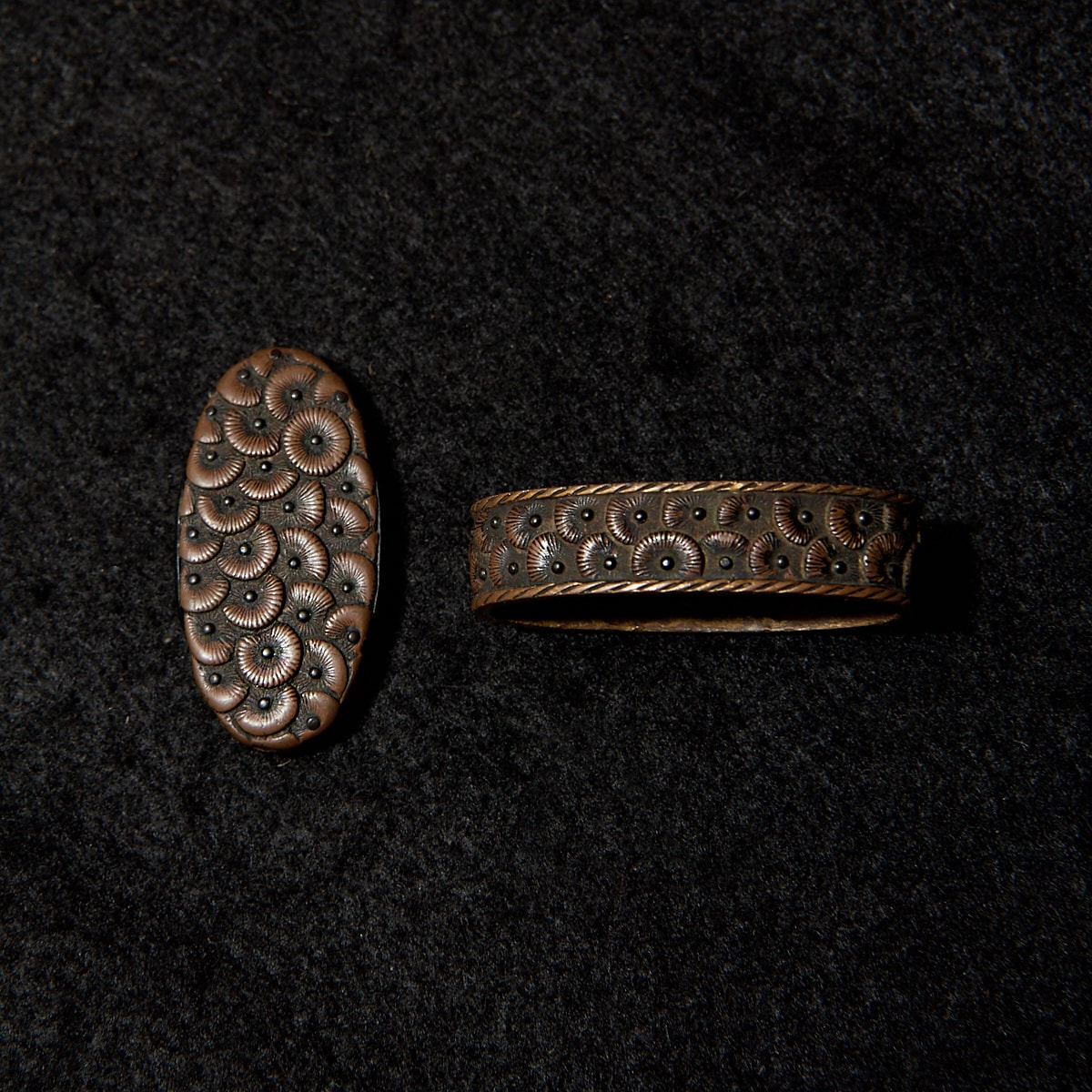 08-103 Fuchi-Kashira: Multi-Layered Flower Design