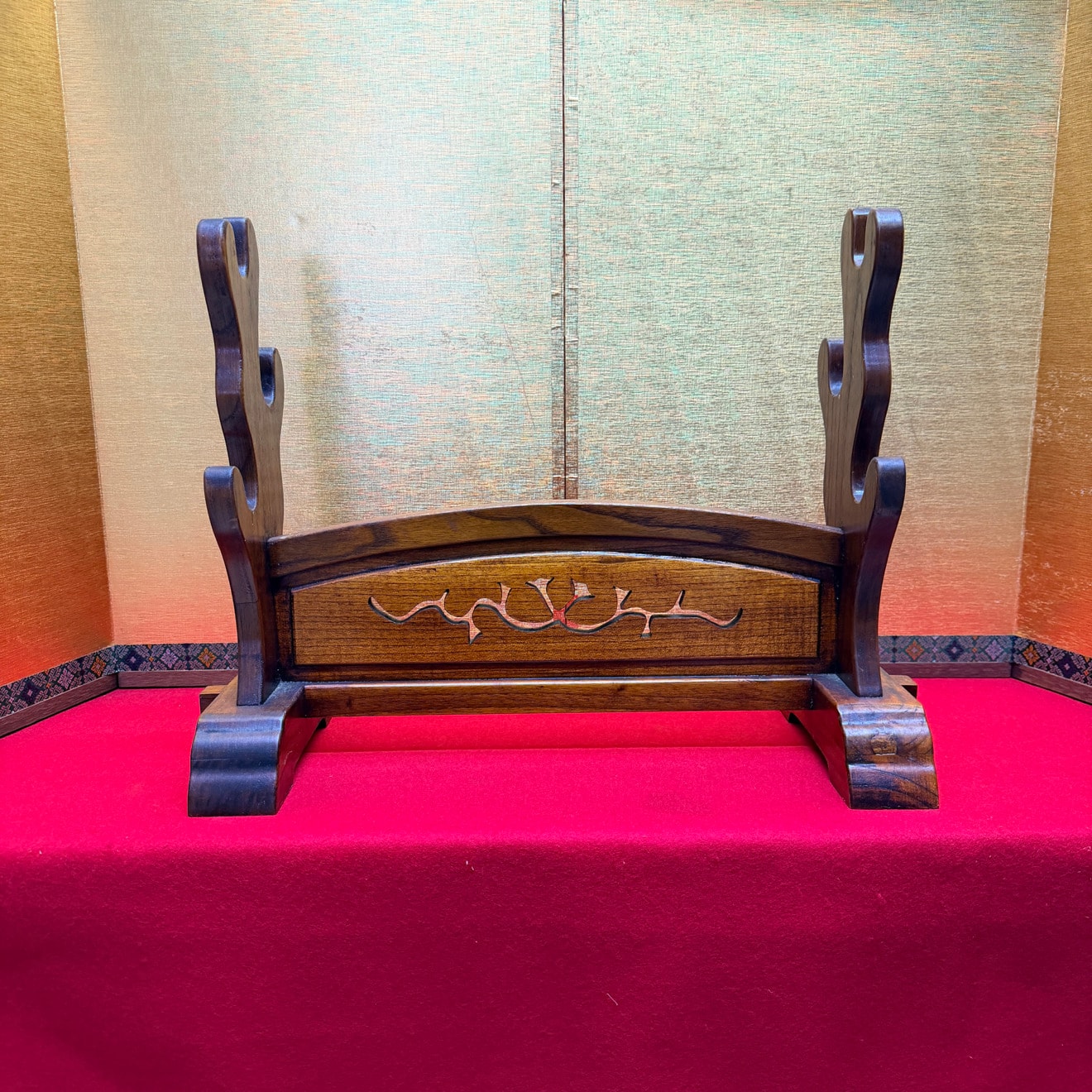 Stand - 07-372 Three-Sword Stand, Hand-Carved