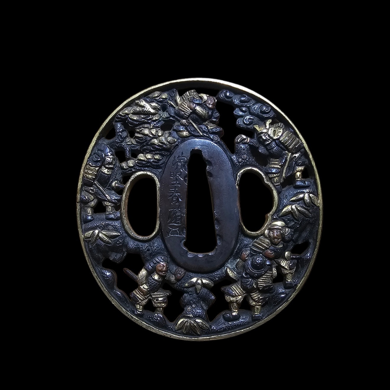 Tsuba - 作 浜野派 - 03-570 鍔 武者図 濱堅春隋